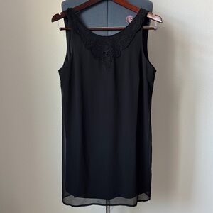 Elegant Black Lace Trim Tunic Dress